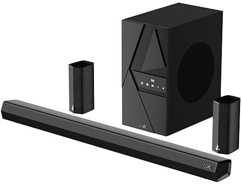 boAt Aavante Bar 3600, 500W Signature Sound,5.1CH Surround Sound, Wall Mountable Design, Bass & Treble with Master Remote Control, Bluetooth Sound Bar, Home Theatre Soundbar Speaker (Premium Black)