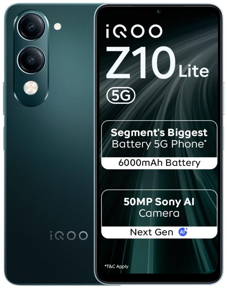 iQOO Z10 Lite 5G (Cyber Green 2026, 4GB RAM, 64GB Storage)